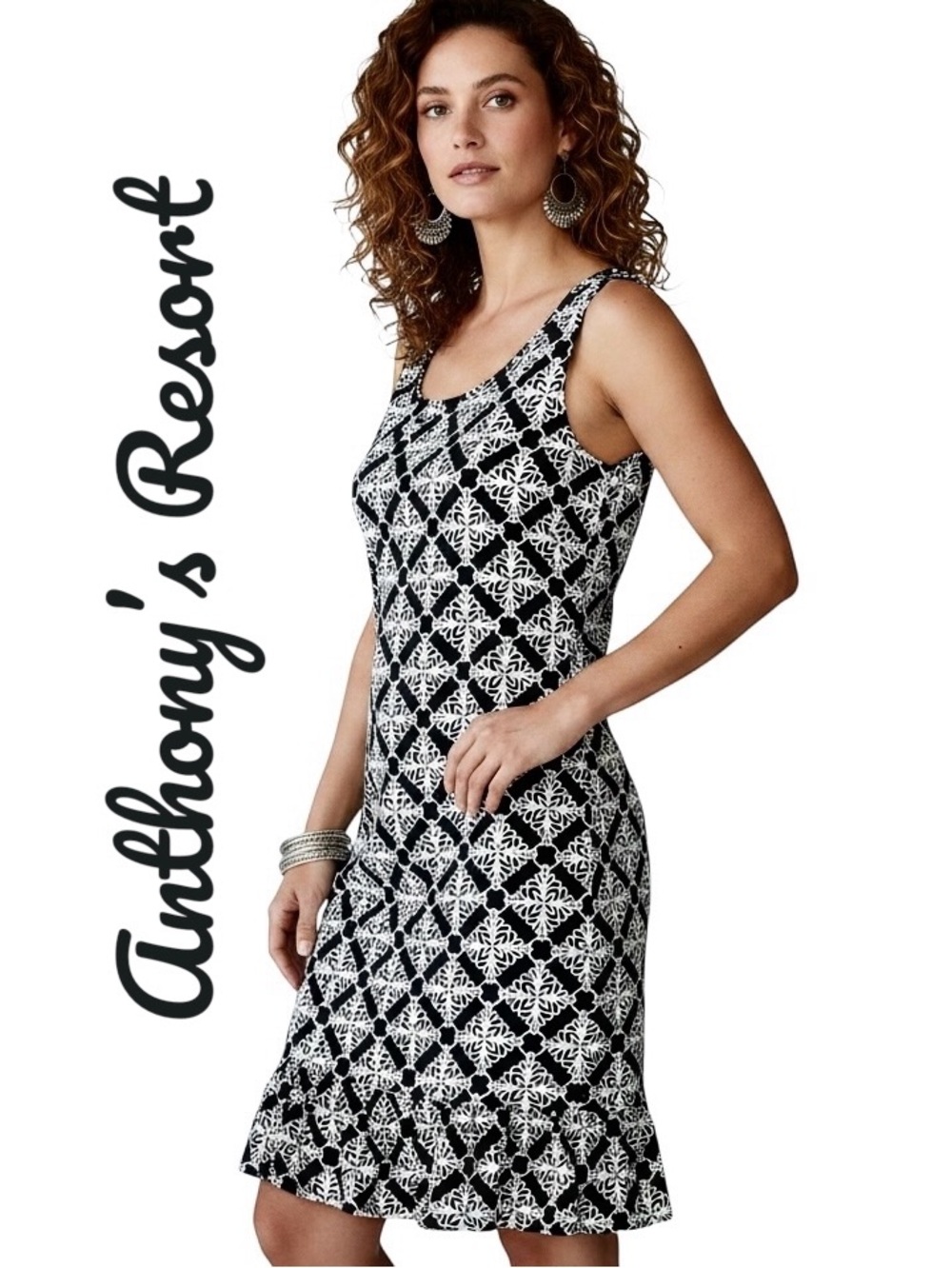 Anthony’s Resort Florida By Lulu-B Dress UPF50+ Lattice Layers/Ruffle Pullover S
